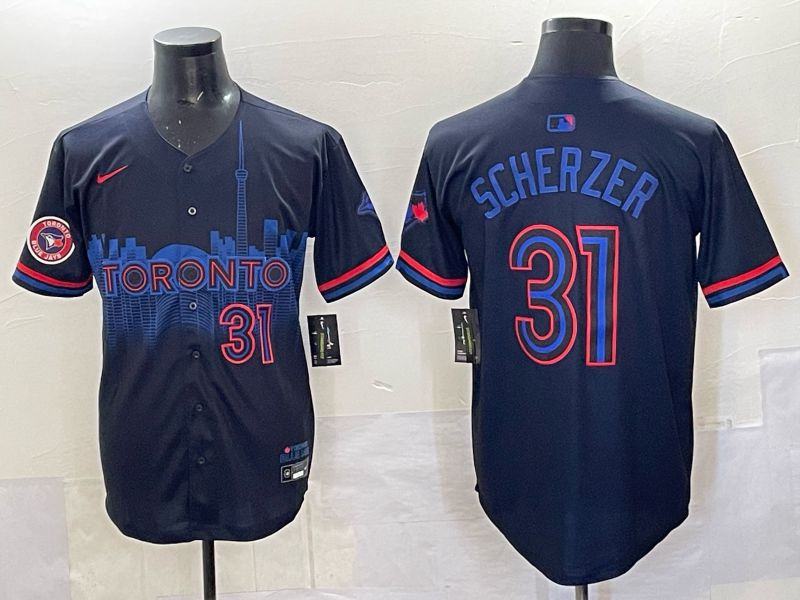 Men 2025 Toronto Blue Jays #31 Scherzer Black Joint Name Nike MLB Jersey 04